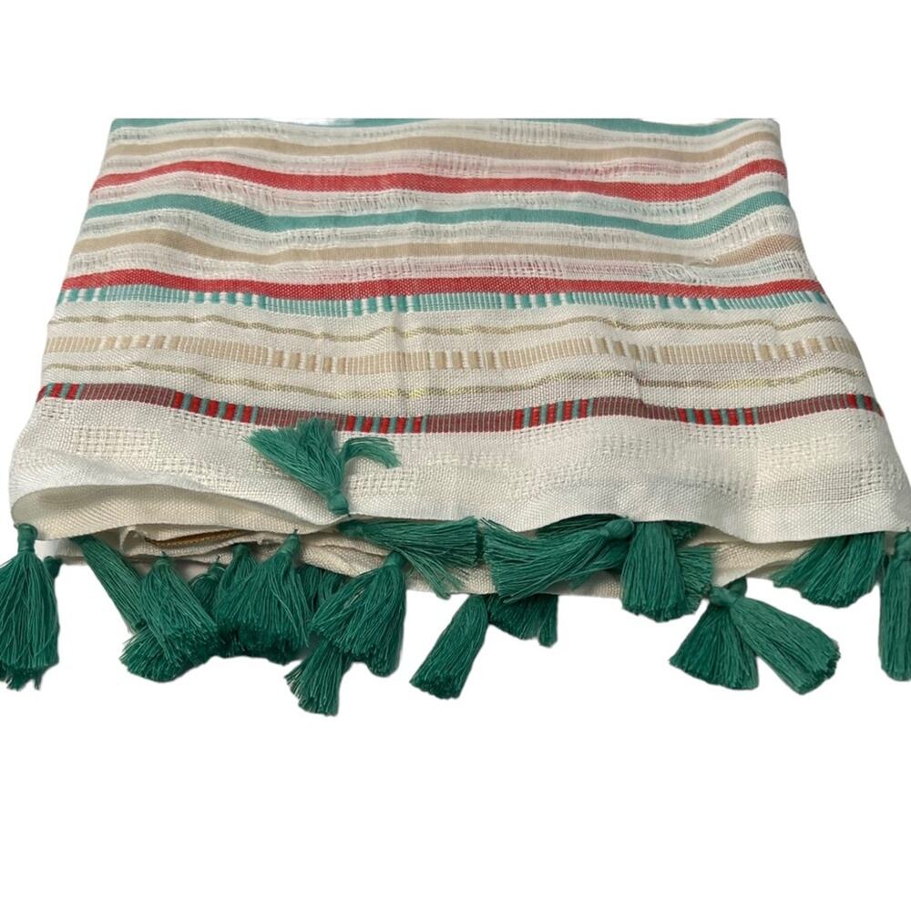 Collection Eighteen Multi-Color Infinity Scarf with tassels & metallic thread